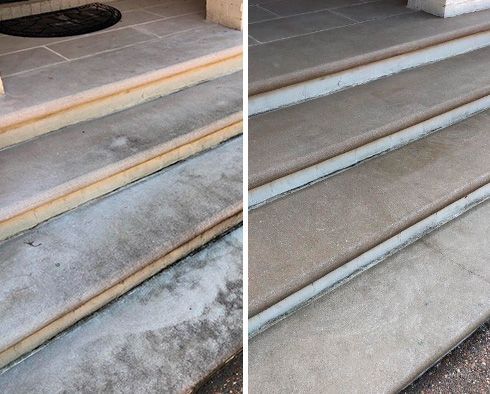 Outdoor Surface Before and After a Stone Cleaning in Jacksonville, FL