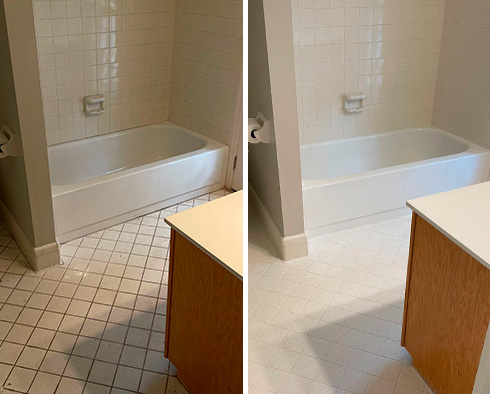 Bathroom Before and After a Grout Cleaning in Neptune Beach, FL