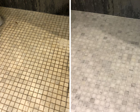 Floor Before and After a Grout Cleaning in Atlantic Beach, FL