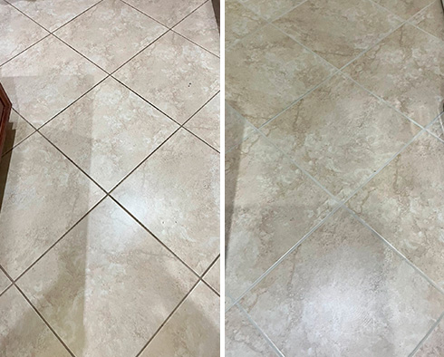 Floor Before and After a Grout Cleaning in Jacksonville, FL