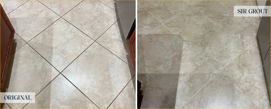 Floor Before and After a Flawless Grout Cleaning in Jacksonville, FL