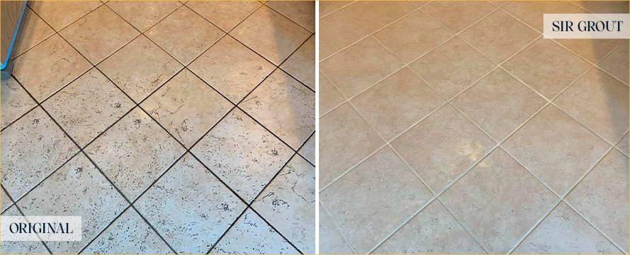 Kitchen Floor Restored by Our Tile and Grout Cleaners in Orange Park, FL