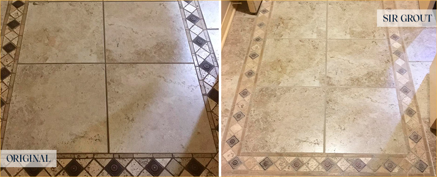 Floor Before and After a Superb Grout Cleaning in Jacksonville, FL