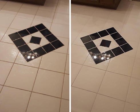 Floor Before and After a Grout Cleaning in Jacksonville, FL