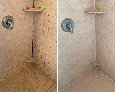 Shower Before and After a Grout Sealing in Jacksonville, FL