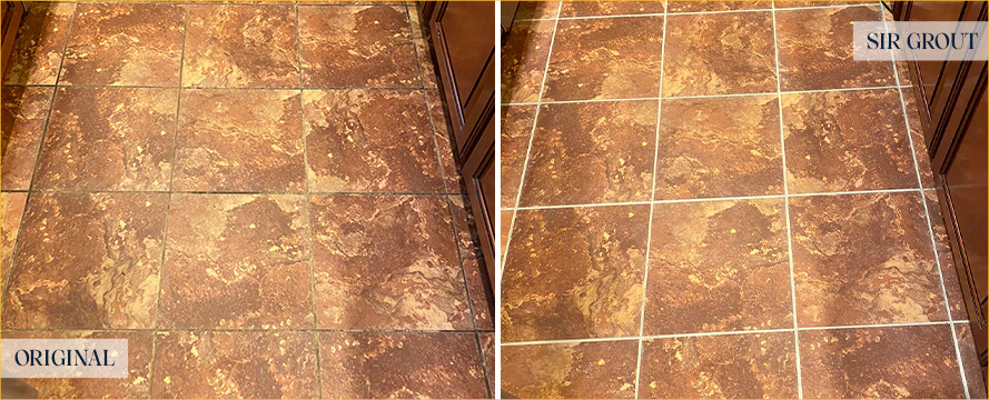 Floor Before and After a Superb Grout Cleaning in Orange Park, FL